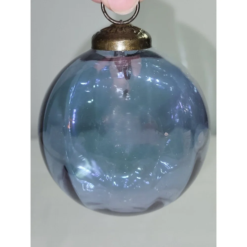Vintage Hand‑Blown Glass Christmas Ornaments Etched Snowflake German/Czech MCM